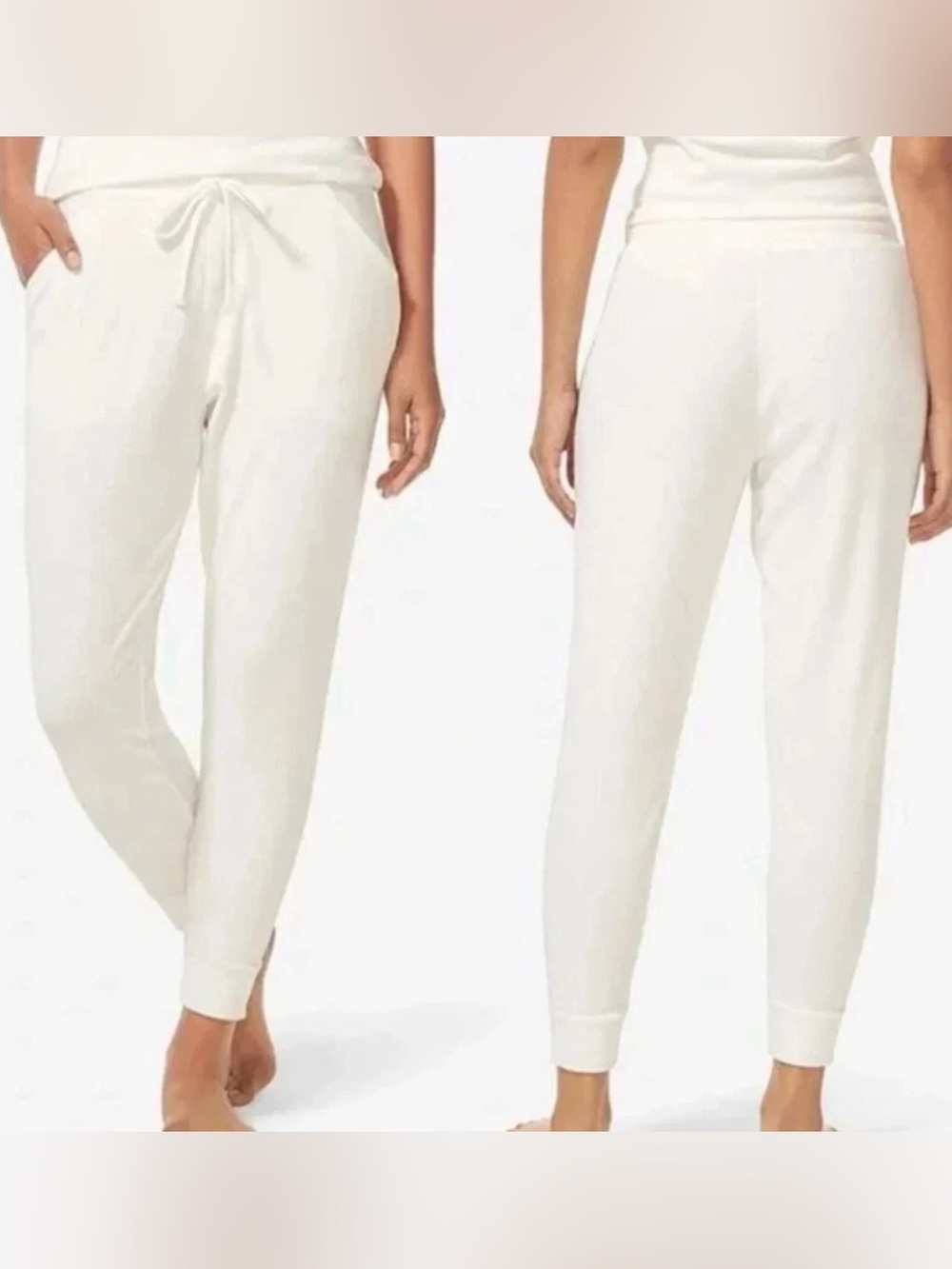 Tommy John Women's Sweater Loungewear Jogger Pants in Coconut Milk Ivory Small